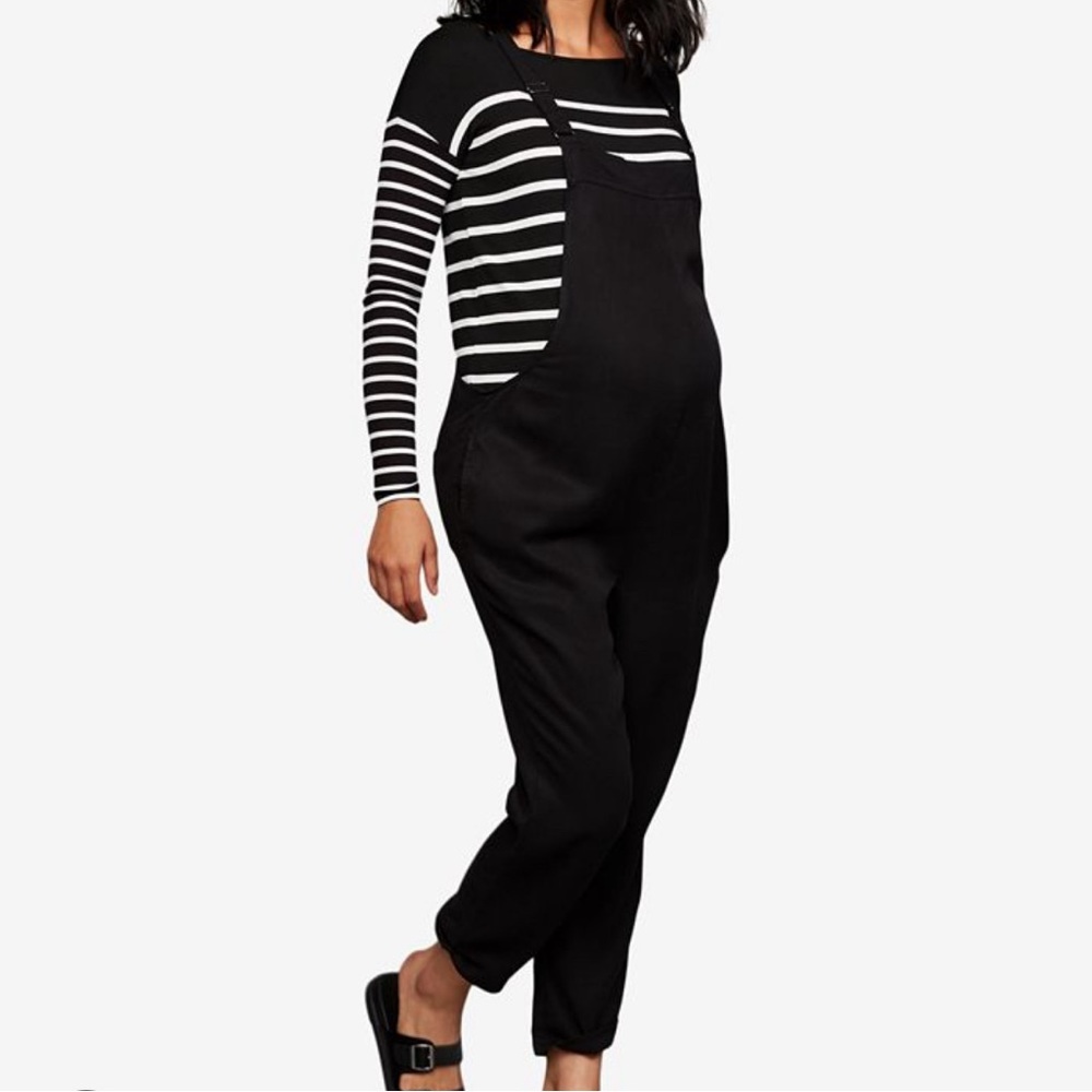 SMALL MATERNITY Pea in the Pod Black Overalls Straight Leg Ankle EUC